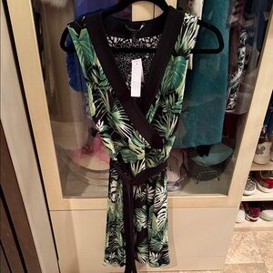 White House Black Market Emerald Palms Wrap Dress